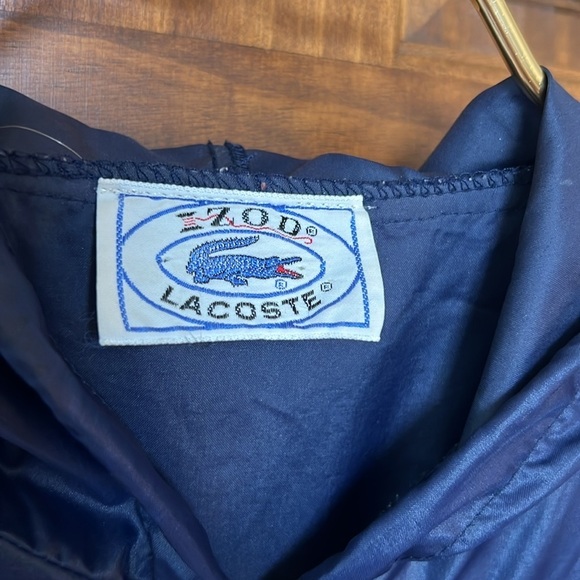 Vintage IZOD LACOSTE Anorak Jacket Hooded Half-Zip Windbreaker in Navy| Men's S - Picture 3 of 9